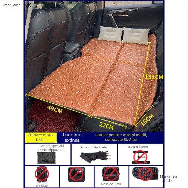 Saltea de dormit pliabil pentru mașină, pernă pliabilă pentru scaunul din spate pentru tururi autonome (Brand: An shishui; Material: piele artificială; Compatibilitate: alte modele; Metodă de umflare: altă)