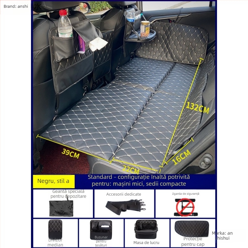 Saltea de dormit pliabil pentru mașină, pernă pliabilă pentru scaunul din spate pentru tururi autonome (Brand: An shishui; Material: piele artificială; Compatibilitate: alte modele; Metodă de umflare: altă)
