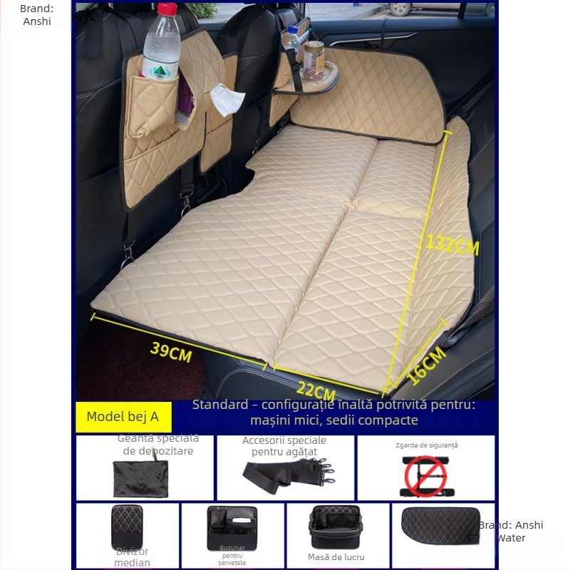 Saltea de dormit pliabil pentru mașină, pernă pliabilă pentru scaunul din spate pentru tururi autonome (Brand: An shishui; Material: piele artificială; Compatibilitate: alte modele; Metodă de umflare: altă)