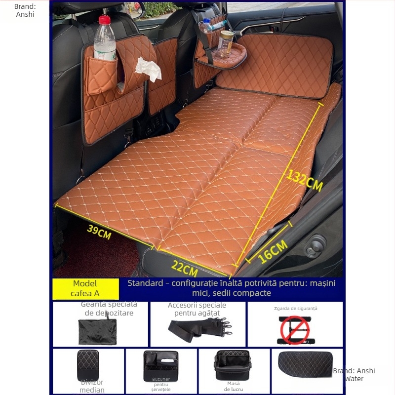 Saltea de dormit pliabil pentru mașină, pernă pliabilă pentru scaunul din spate pentru tururi autonome (Brand: An shishui; Material: piele artificială; Compatibilitate: alte modele; Metodă de umflare: altă)