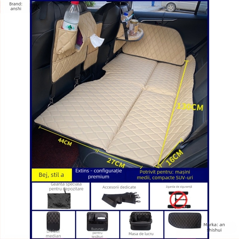 Saltea de dormit pliabil pentru mașină, pernă pliabilă pentru scaunul din spate pentru tururi autonome (Brand: An shishui; Material: piele artificială; Compatibilitate: alte modele; Metodă de umflare: altă)
