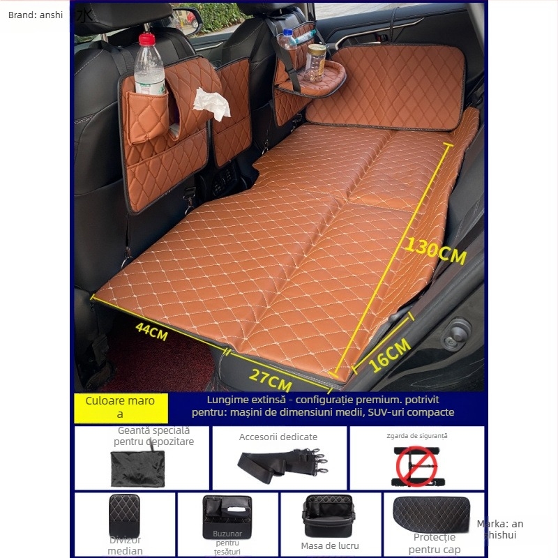 Saltea de dormit pliabil pentru mașină, pernă pliabilă pentru scaunul din spate pentru tururi autonome (Brand: An shishui; Material: piele artificială; Compatibilitate: alte modele; Metodă de umflare: altă)