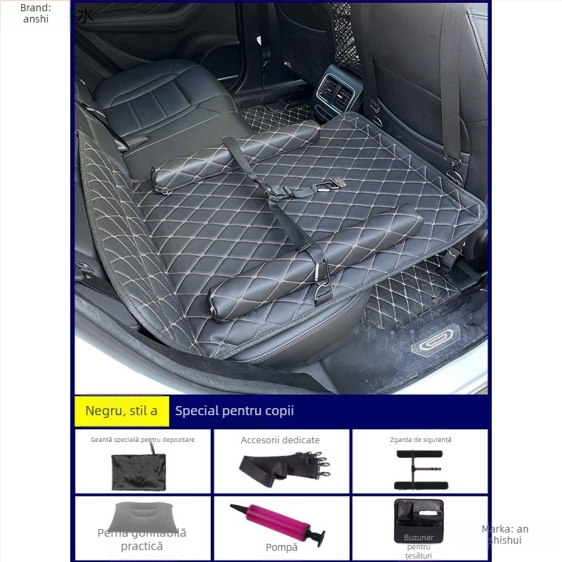 Saltea de dormit pliabil pentru mașină, pernă pliabilă pentru scaunul din spate pentru tururi autonome (Brand: An shishui; Material: piele artificială; Compatibilitate: alte modele; Metodă de umflare: altă)