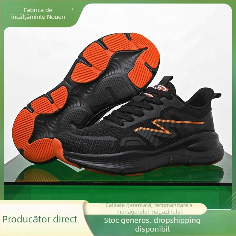 Pantofi sport casual pentru bărbați, cu partea superioară din plasă, branț EVA, talpă injectată, închidere cu șireturi, design cu gleznă joasă