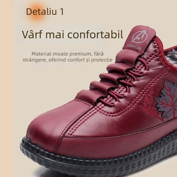 Ghete de iarnă unisex din bumbac, căptușite cu lână, talpă PU, toc mic 1–3 cm, deschidere medie 7–11 cm