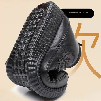 Ghete de iarnă unisex din bumbac, căptușite cu lână, talpă PU, toc mic 1–3 cm, deschidere medie 7–11 cm