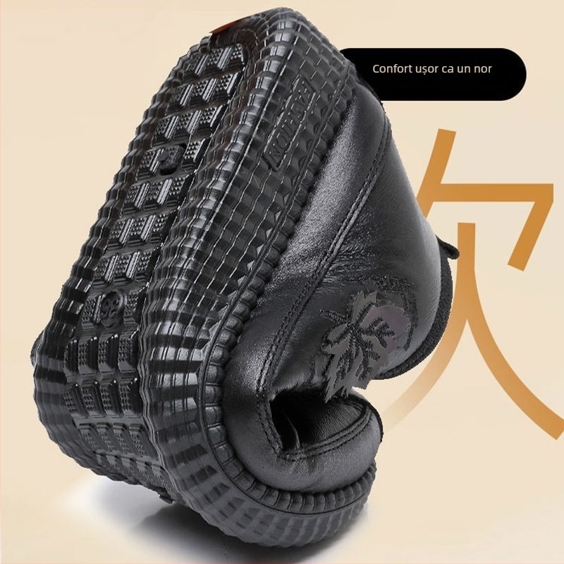 Ghete de iarnă unisex din bumbac, căptușite cu lână, talpă PU, toc mic 1–3 cm, deschidere medie 7–11 cm