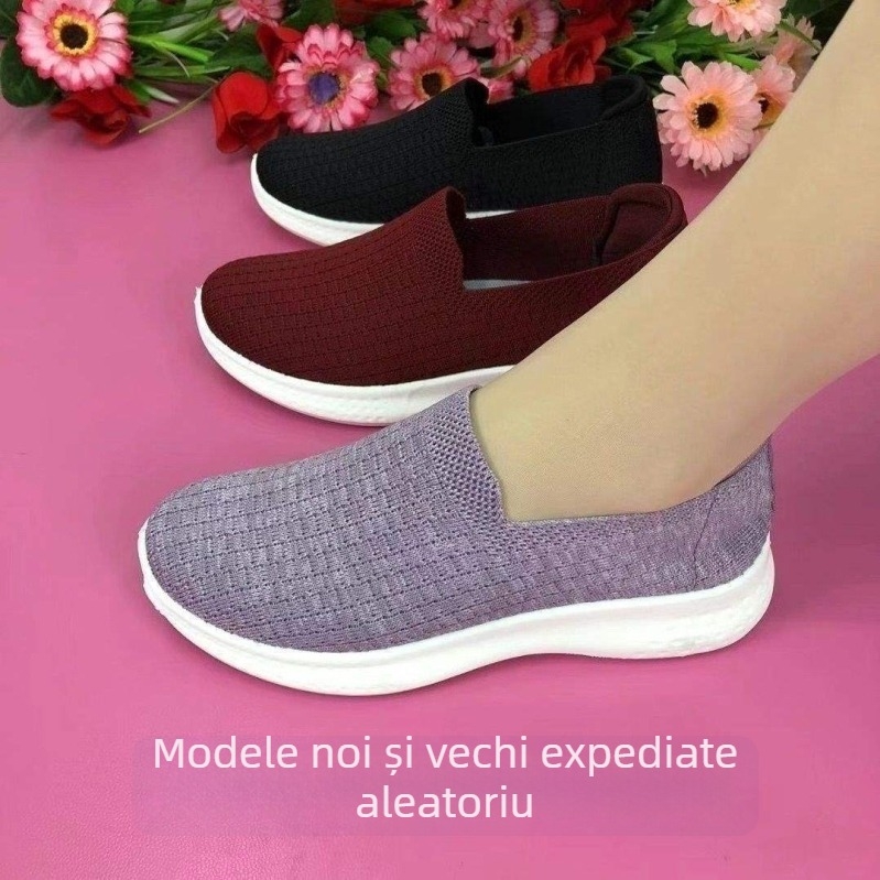 Pantofi de mers pentru femei, partea superioară din material elastic, ușori, talpă antiderapantă, vârf ascuțit, vară