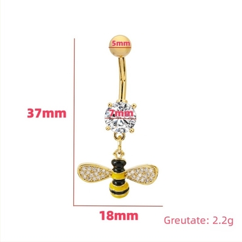 Inel ombilical din cupru, unisex, design animale/zodii, placare electroplată