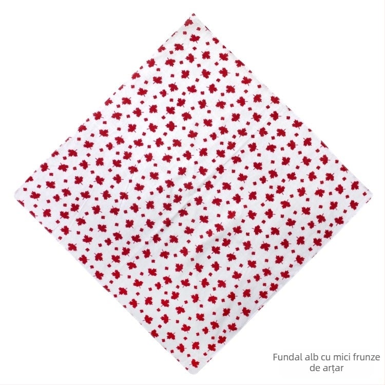 Șal pătrat din bumbac, cu model de frunze, unisex, imprimat