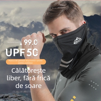 Mască de ciclism în aer liber din ice silk, protecție solară, stil Pullover Cape, țesătură warp