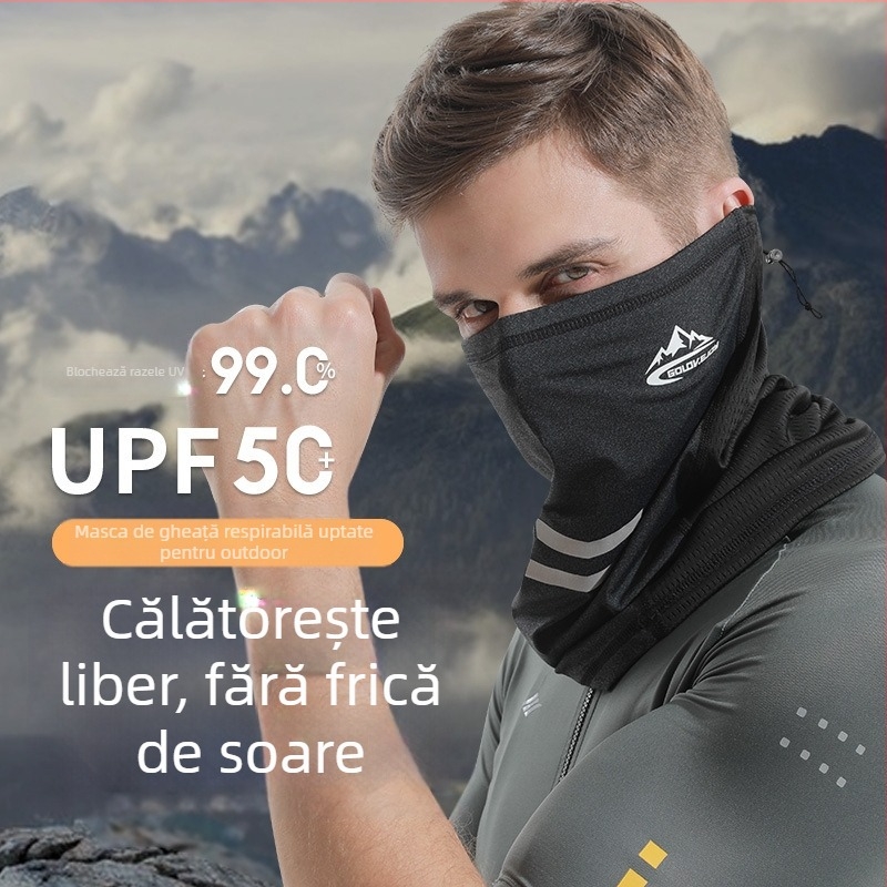 Mască de ciclism în aer liber din ice silk, protecție solară, stil Pullover Cape, țesătură warp