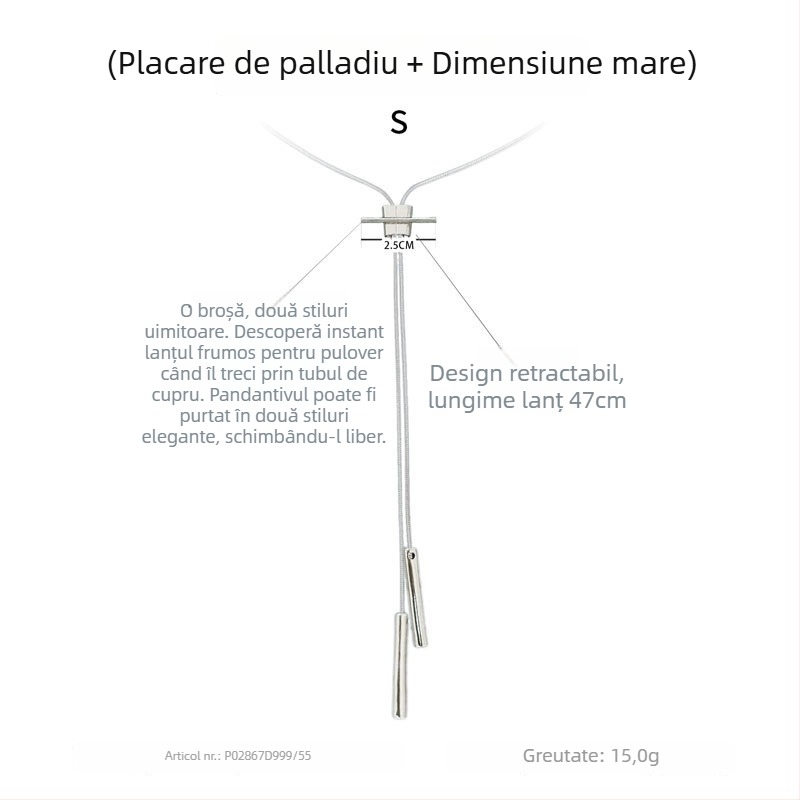 Colier lung din aliaj de cupru, lanț geometric pentru femei, stil fashion, toamna 2025