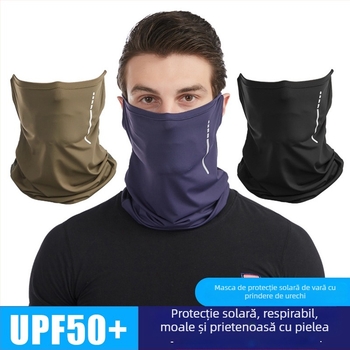 Mască de ciclism cu design pentru prinderea la urechi, rezistentă la vânt, țesătură ice silk, protecție UV | Yu Young Sports, Spandex/Lycra