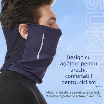 Mască de ciclism cu design pentru prinderea la urechi, rezistentă la vânt, țesătură ice silk, protecție UV | Yu Young Sports, Spandex/Lycra