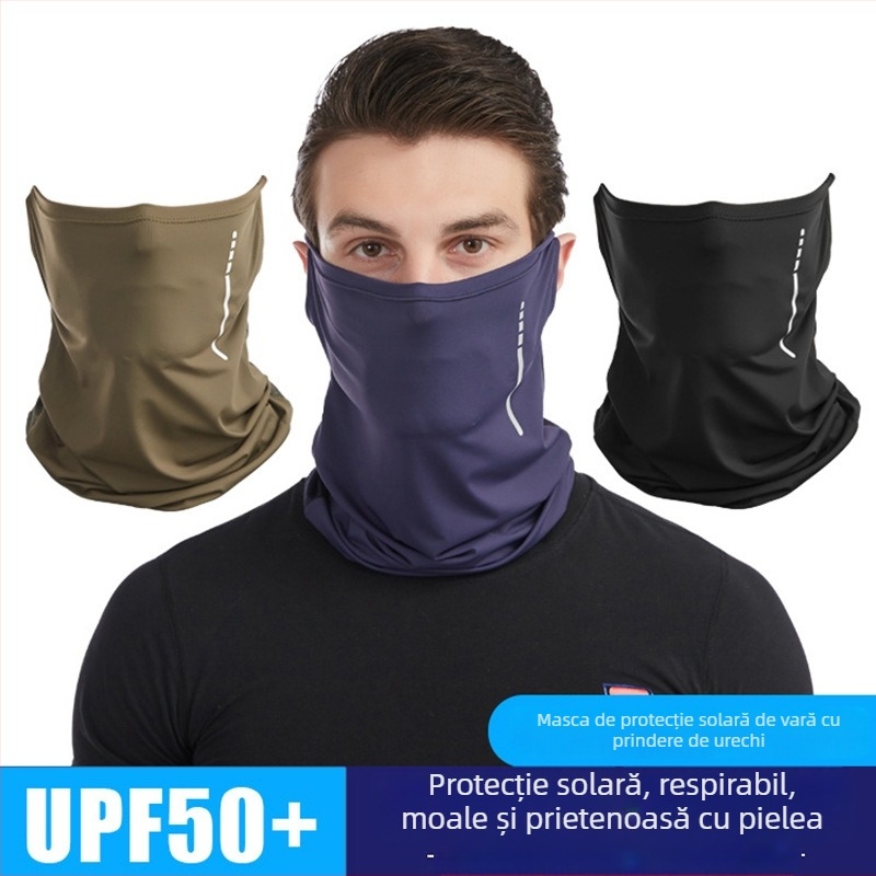 Mască de ciclism cu design pentru prinderea la urechi, rezistentă la vânt, țesătură ice silk, protecție UV | Yu Young Sports, Spandex/Lycra