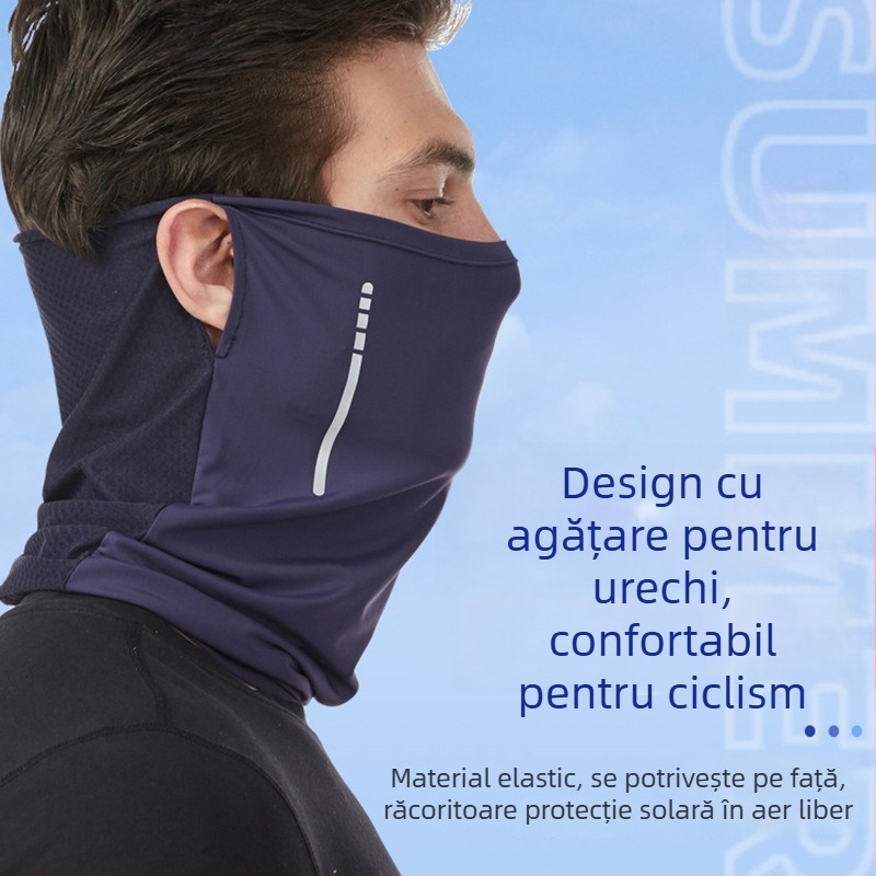Mască de ciclism cu design pentru prinderea la urechi, rezistentă la vânt, țesătură ice silk, protecție UV | Yu Young Sports, Spandex/Lycra