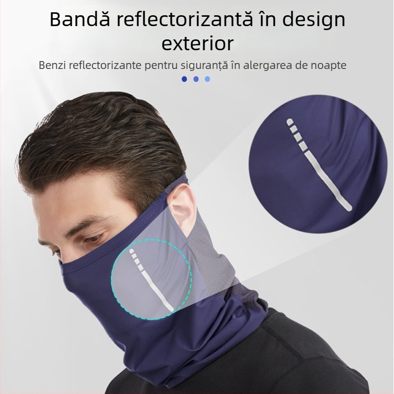 Mască de ciclism cu design pentru prinderea la urechi, rezistentă la vânt, țesătură ice silk, protecție UV | Yu Young Sports, Spandex/Lycra