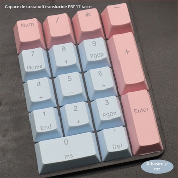 Capace pentru taste PBT pentru tastatură mecanică, 42 taste, transparente, gravate F-key și zonă numerică/ săgeți