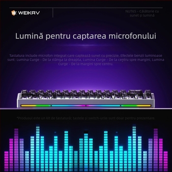 Weikav Nut65 Tastatură mecanică din aluminiu, structură gasket kit | Până la 87 taste, iluminare RGB, conectare prin cablu, cablu 1,5 m