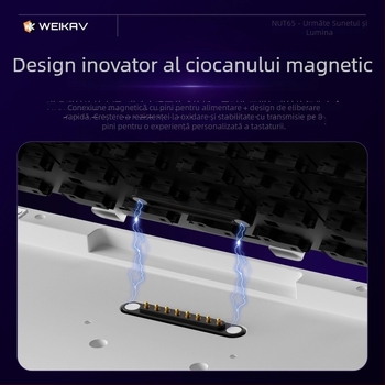 Weikav Nut65 Tastatură mecanică din aluminiu, structură gasket kit | Până la 87 taste, iluminare RGB, conectare prin cablu, cablu 1,5 m