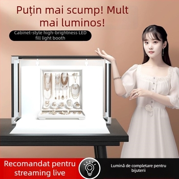 Lumină LED de umplere pentru fotografia bijuteriilor — studio foto portabil, 40W, trei temperaturi ale culorii, utilizare pe birou, iluminare moale fără umbre
