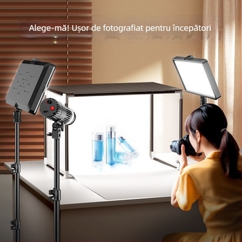 Lumină LED de umplere pentru fotografia bijuteriilor — studio foto portabil, 40W, trei temperaturi ale culorii, utilizare pe birou, iluminare moale fără umbre
