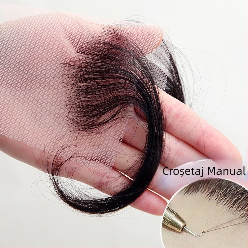 Franjuri din păr real pentru linia frontală – autoadeziv, respirabil, ultra-subțire, împletit manual