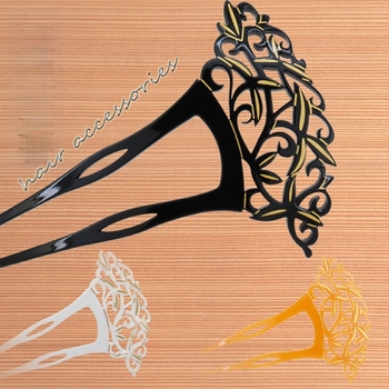 Clip de păr din acril cu design frunză, stil retro, finisaj serigrafiat, ornament de mireasă pentru cap