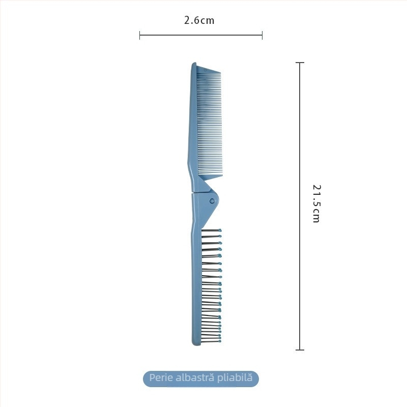 Pieptene de păr ABS electrostatic, pliabil, cu dinți late, portabil, pentru păr lung
