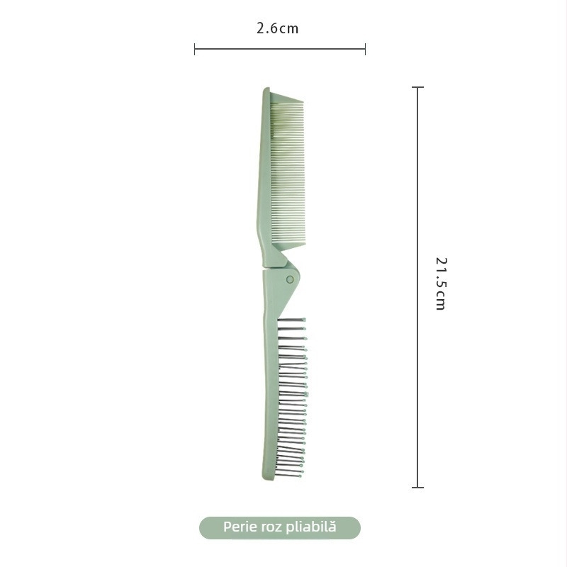 Pieptene de păr ABS electrostatic, pliabil, cu dinți late, portabil, pentru păr lung