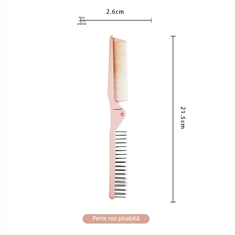 Pieptene de păr ABS electrostatic, pliabil, cu dinți late, portabil, pentru păr lung