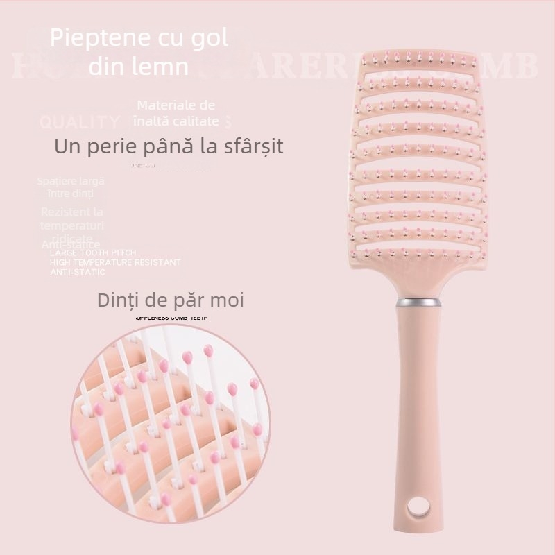 Pieptene pentru păr, formă de macarons, design cu nervuri goale, masaj mare, din plastic, fabricat în Jinhua