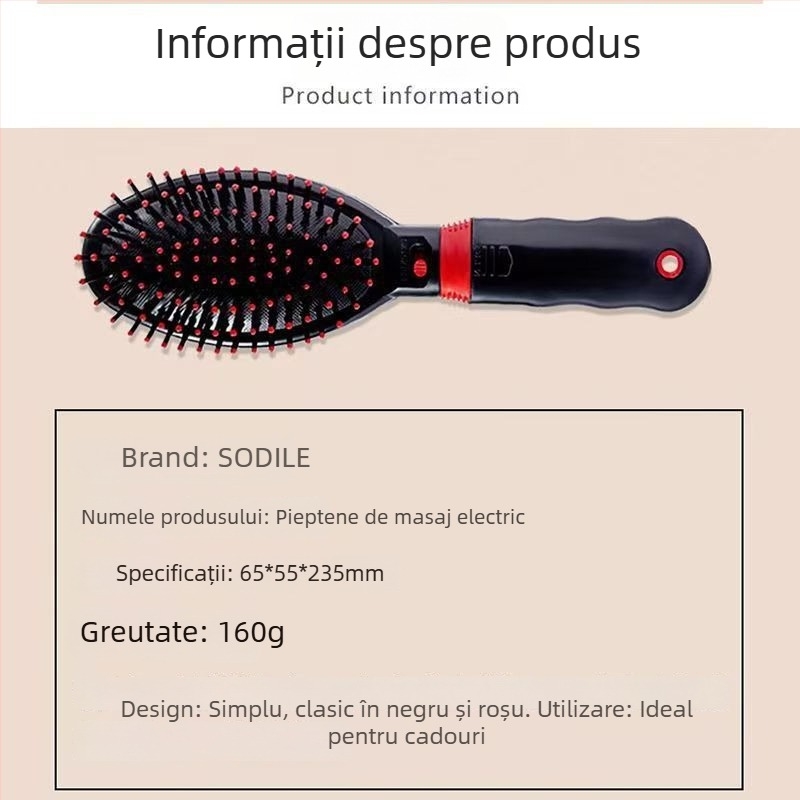 Pieptene electric pentru masaj, pernă de aer, îngrijire păr, plastic, Comb Dile