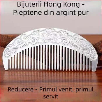 Pieptene de păr din aliaj, electroplacat, mâner rotund, stil național inspirat de vânt