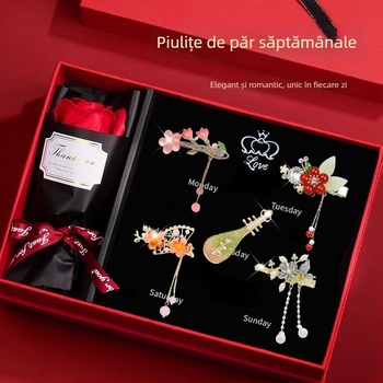 Clip de păr cu floare de trandafir, aliaj, placare electroplată, stil feminin coreean, accesorii de păr