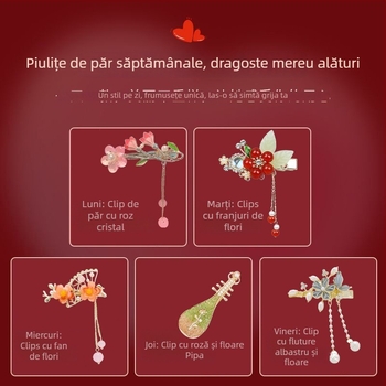 Clip de păr cu floare de trandafir, aliaj, placare electroplată, stil feminin coreean, accesorii de păr