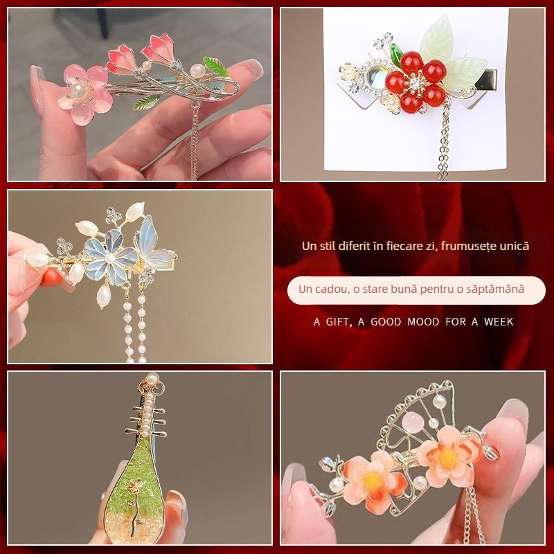 Clip de păr cu floare de trandafir, aliaj, placare electroplată, stil feminin coreean, accesorii de păr