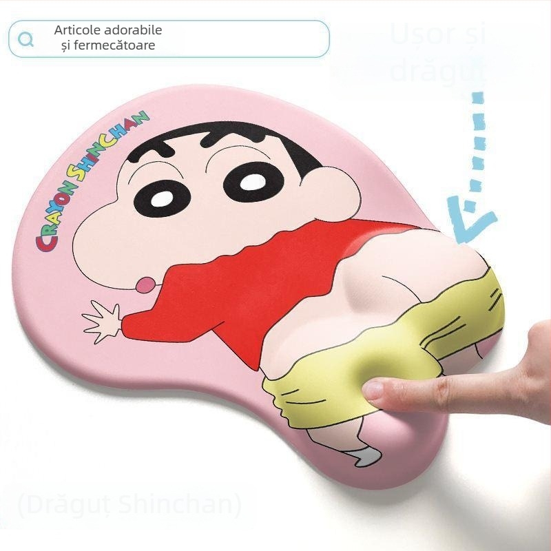 Pad de mouse cu suport pentru încheietură, cu bandă pentru încheietură (din cauciuc, cu o singură față, turnare din plastic)