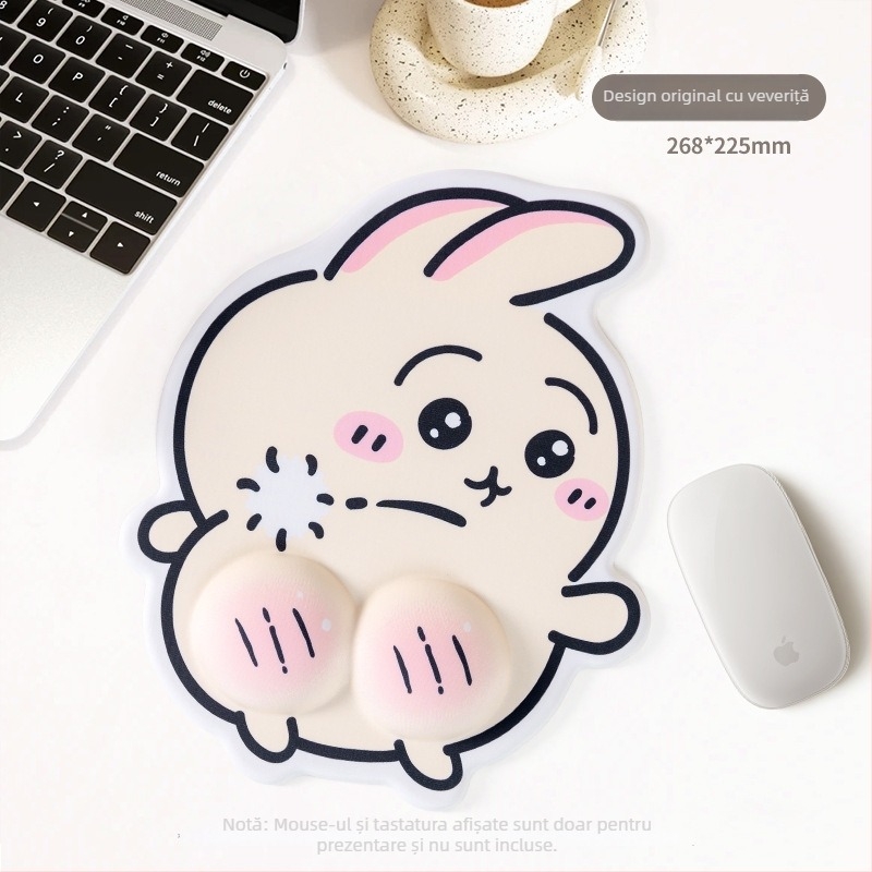 Pad de mouse cu suport pentru încheietură, cu bandă pentru încheietură (din cauciuc, cu o singură față, turnare din plastic)