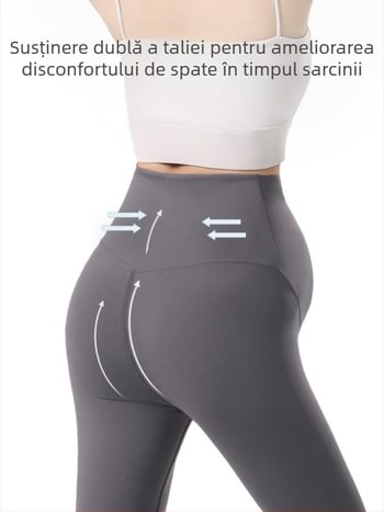 Pantaloni de maternitate pentru yoga, susținere a abdomenului, amestec Nylon/SPandex, elasticitate ridicată, lungime 9/10