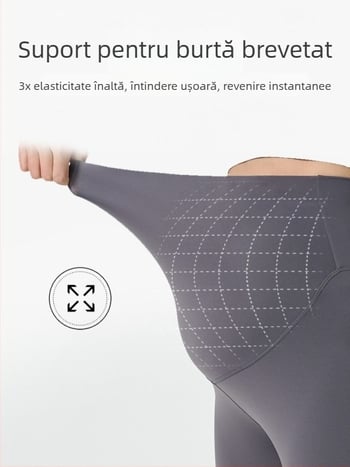 Pantaloni de maternitate pentru yoga, susținere a abdomenului, amestec Nylon/SPandex, elasticitate ridicată, lungime 9/10