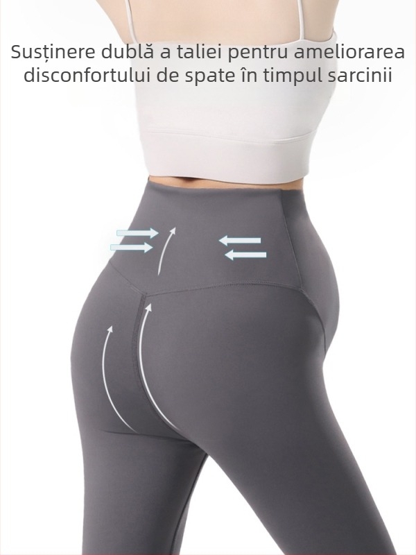 Pantaloni de maternitate pentru yoga, susținere a abdomenului, amestec Nylon/SPandex, elasticitate ridicată, lungime 9/10