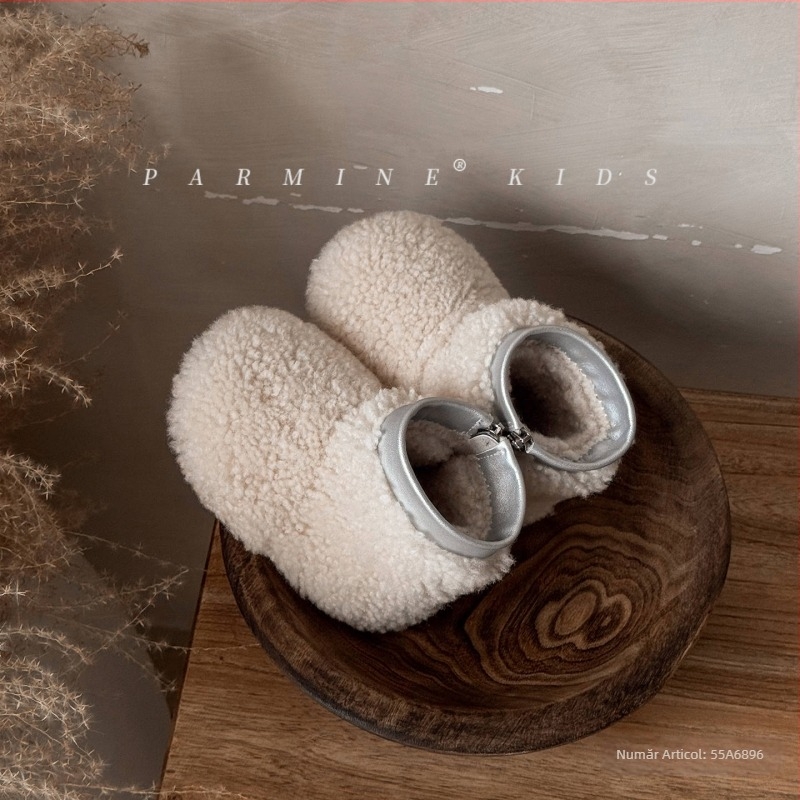 Ghete de gleznă din lână, căptușite cu fleece, iarna 2025, pentru copii 1-6 ani