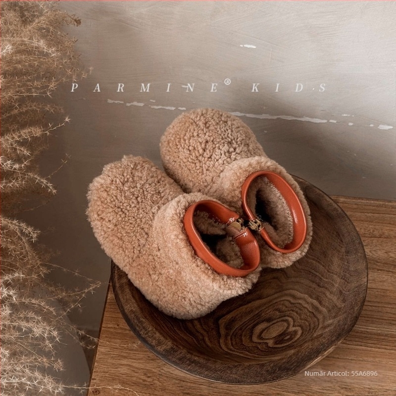 Ghete de gleznă din lână, căptușite cu fleece, iarna 2025, pentru copii 1-6 ani