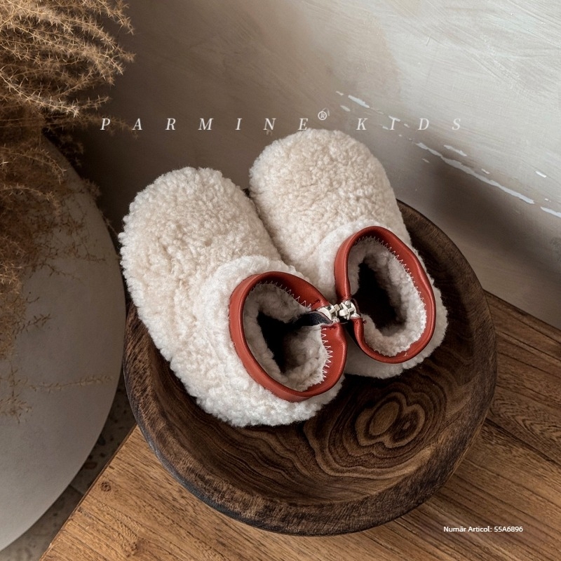 Ghete de gleznă din lână, căptușite cu fleece, iarna 2025, pentru copii 1-6 ani