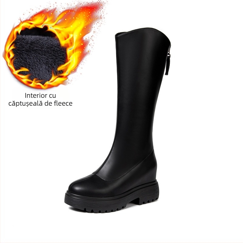 Botine pentru femei, stil britanic, înălțare internă, partea superioară din microfibră, toc ascuns 6–8 cm