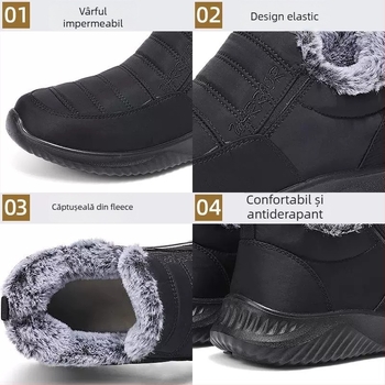 Papuci de casă – Pull back cu căptușeală din fleece pentru iarnă, unisex, talpă PU, îngroșate