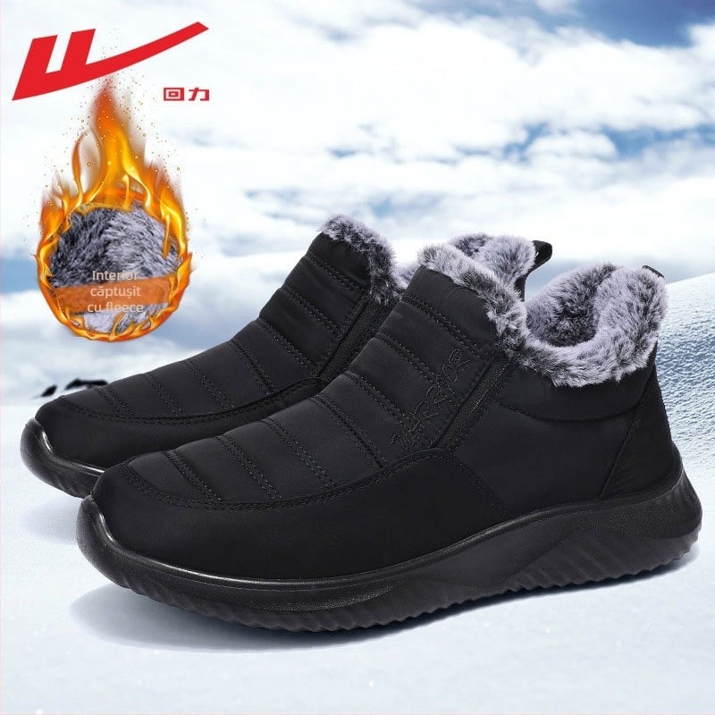 Papuci de casă – Pull back cu căptușeală din fleece pentru iarnă, unisex, talpă PU, îngroșate