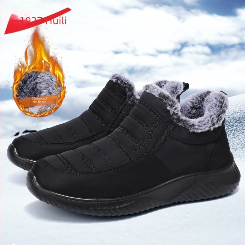 Papuci de casă – Pull back cu căptușeală din fleece pentru iarnă, unisex, talpă PU, îngroșate